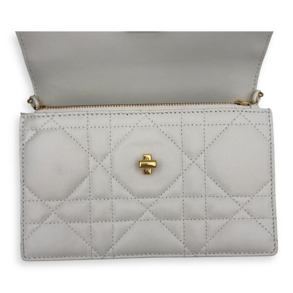 Miss Caro White Crossbody Bag in Calfskin, Gold hardware - Image 16