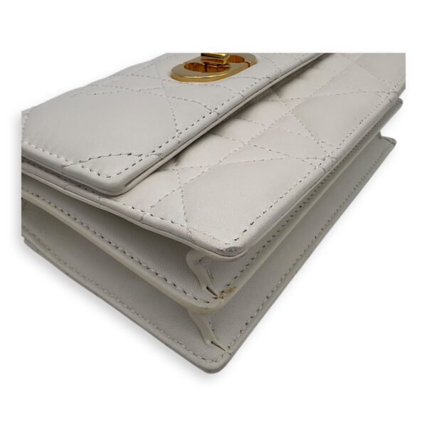 Miss Caro White Crossbody Bag in Calfskin, Gold hardware - Image 18