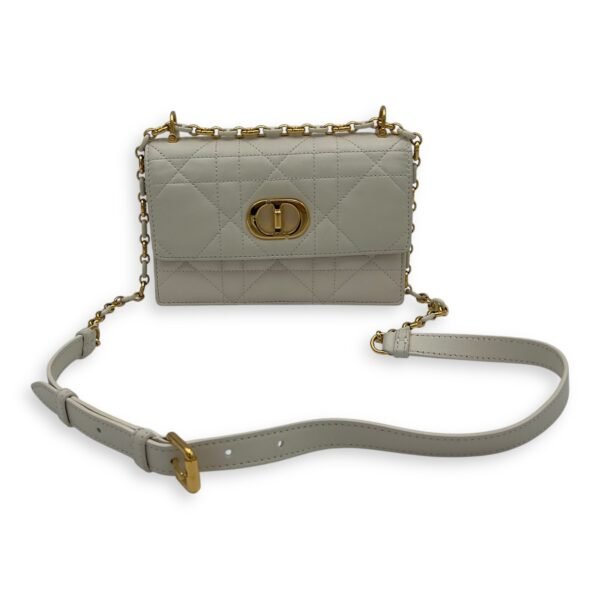 Miss Caro White Crossbody Bag in Calfskin, Gold hardware - Image 20