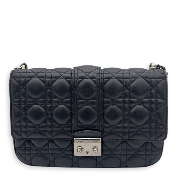 Miss Dior Shoulder Bag Black in Lambskin, Silver hardware