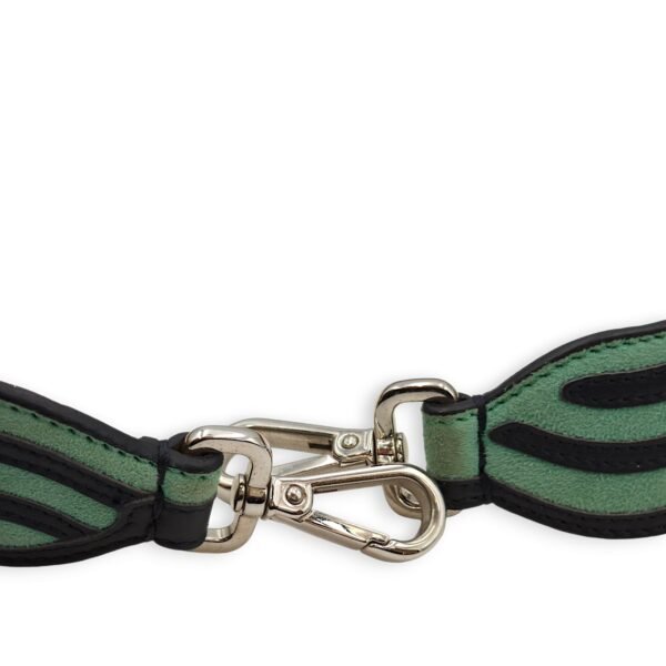 Bag Strap - Wave Pattern 90cm Green/Black Bag Accessory in Calf/Suede, Palladium hardware - Image 3