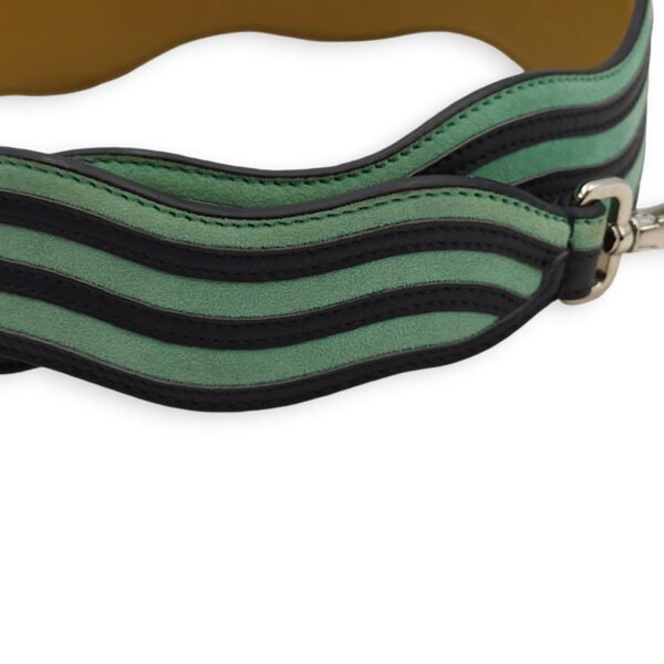 Bag Strap - Wave Pattern 90cm Green/Black Bag Accessory in Calf/Suede, Palladium hardware - Image 6