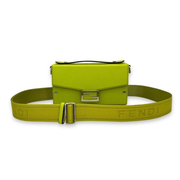 Baguette Crossbody Bag Green in Calfskin, Silver hardware - Image 7