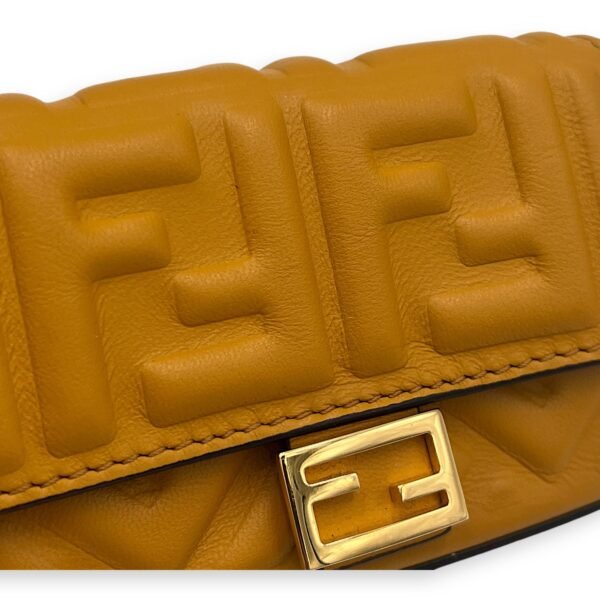 Baguette Nano Yellow Crossbody Bag in Calfskin, Gold hardware - Image 7