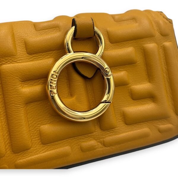 Baguette Nano Yellow Crossbody Bag in Calfskin, Gold hardware - Image 8