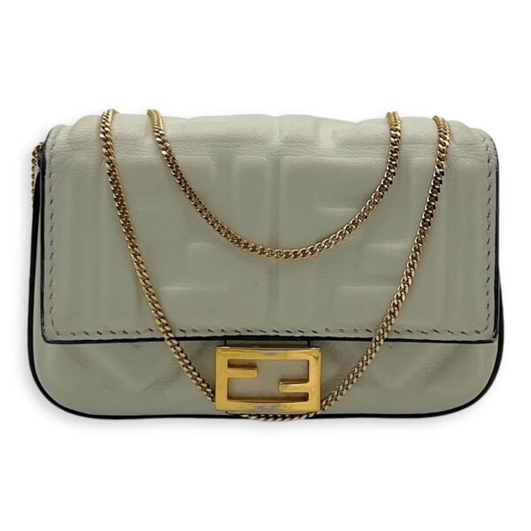 Baguette Pouch White in Calfskin, Silver hardware - Image 12