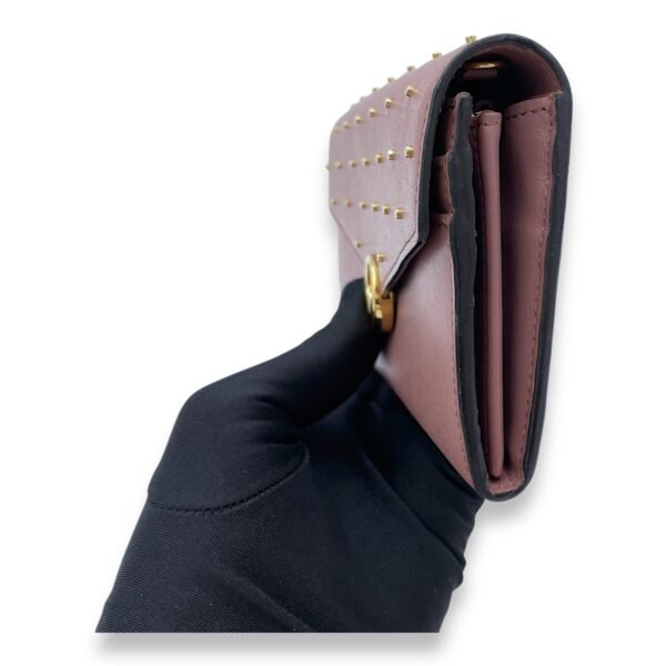 F logo Pink Wallet On Chain in Calfskin, Gold hardware - Image 3