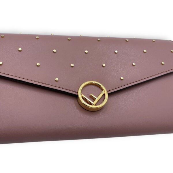 F logo Pink Wallet On Chain in Calfskin, Gold hardware - Image 6