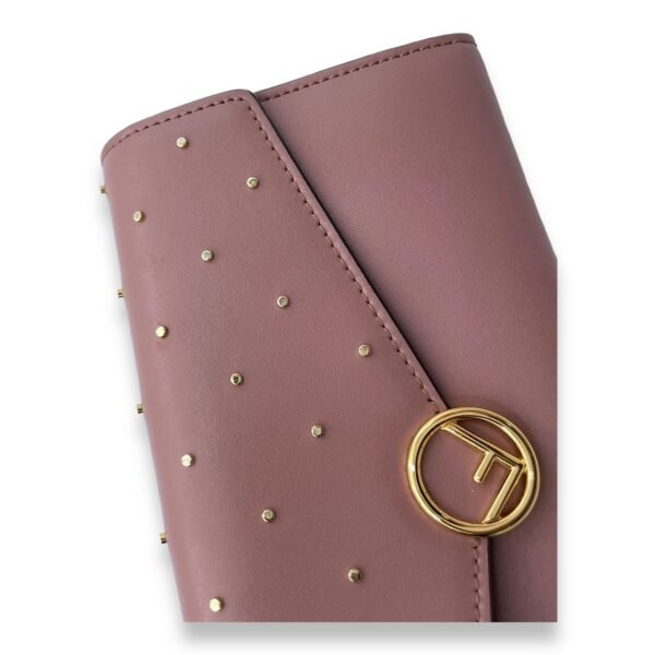 F logo Pink Wallet On Chain in Calfskin, Gold hardware - Image 7