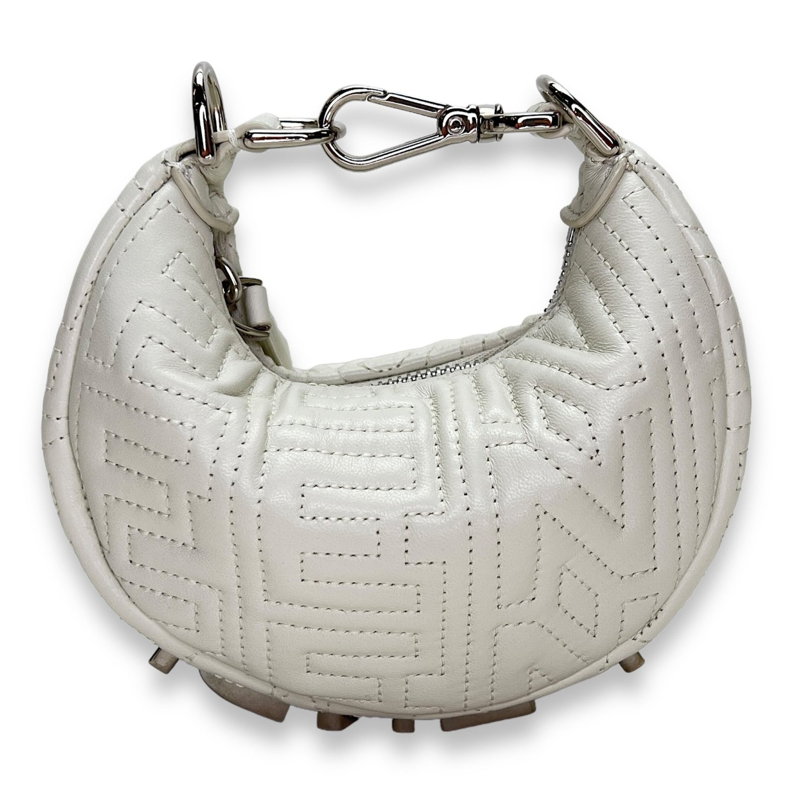 Fendigraphy Nano White Top Handle Bag in Calfskin, Silver hardware - Image 2