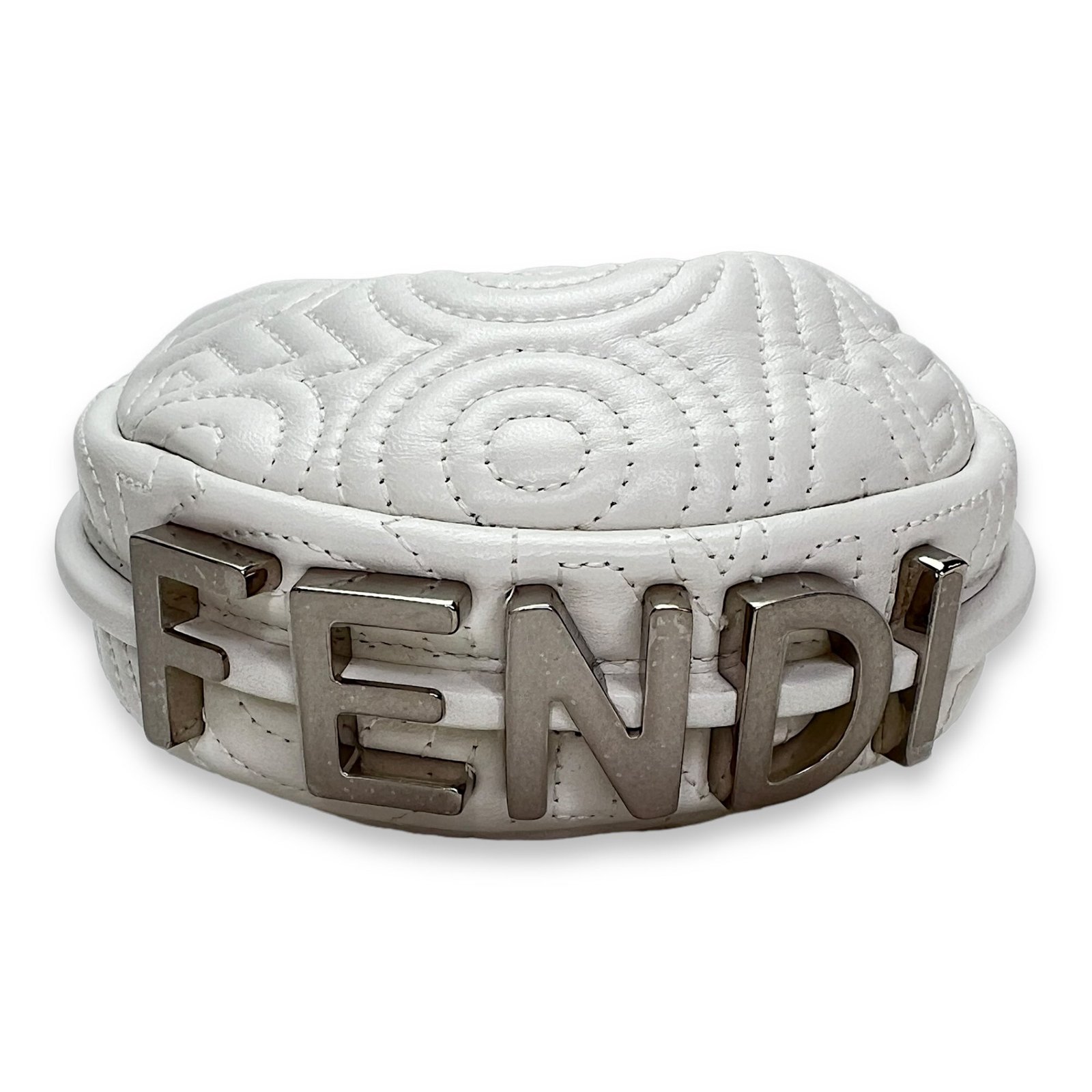 Fendigraphy Nano White Top Handle Bag in Calfskin, Silver hardware - Image 5