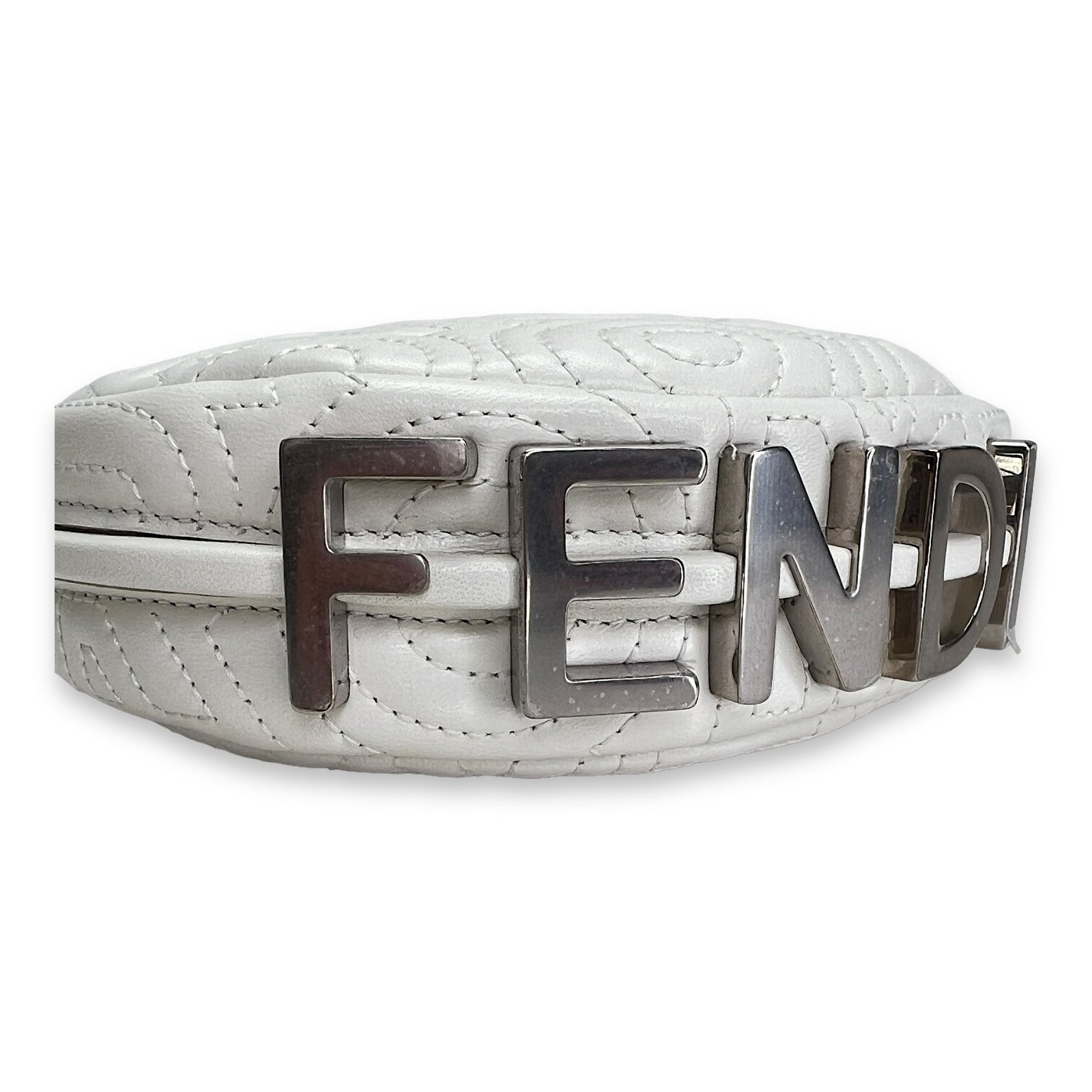 Fendigraphy Nano White Top Handle Bag in Calfskin, Silver hardware - Image 7