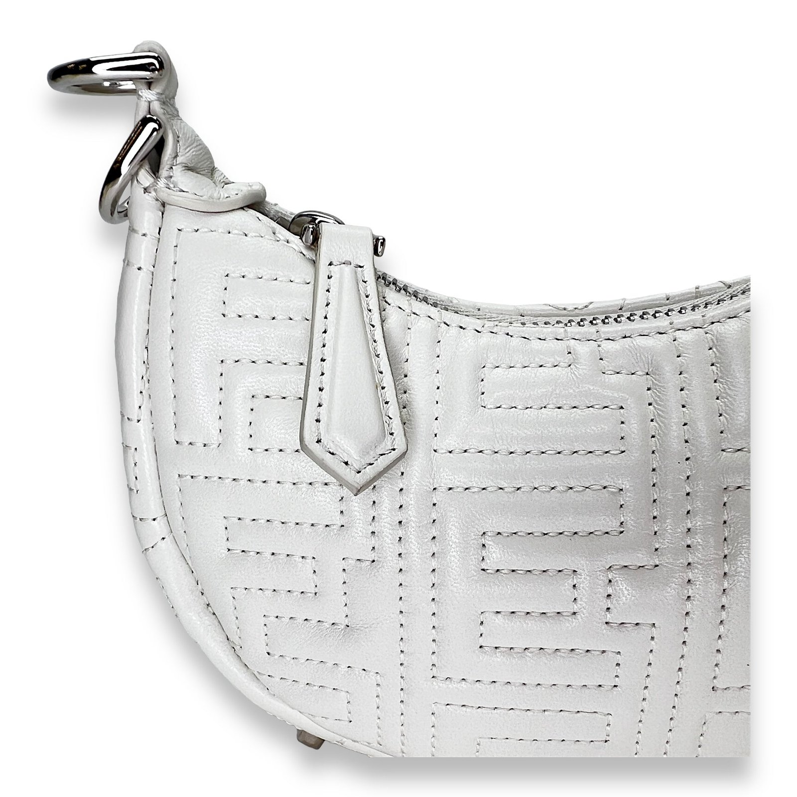 Fendigraphy Nano White Top Handle Bag in Calfskin, Silver hardware - Image 8