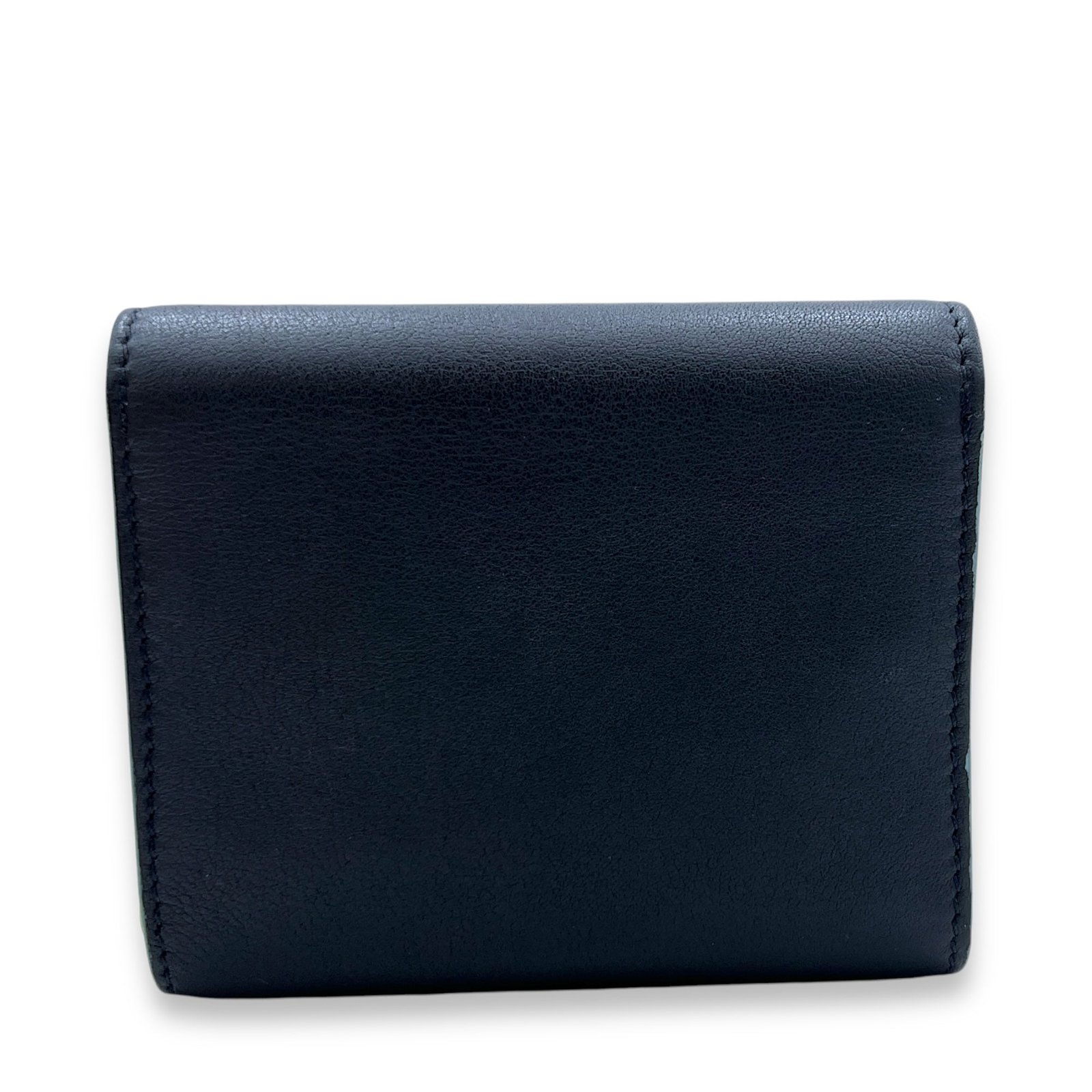 Flap Compact Black Card Holder in Calfskin, Silver hardware - Image 4