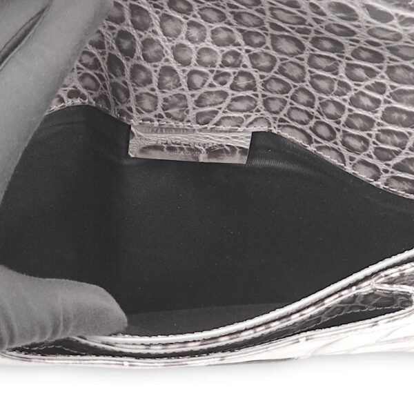 Antigona Grey Croc Print Clutch in Calfskin, Palladium hardware - Image 8