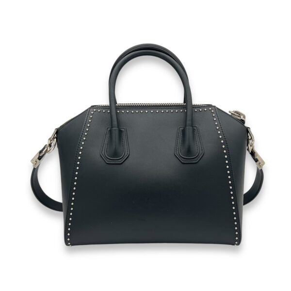 Antigona Medium Black Top Handle Bag in Calfskin, Silver hardware - Image 2