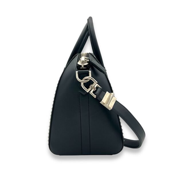 Antigona Medium Black Top Handle Bag in Calfskin, Silver hardware - Image 3