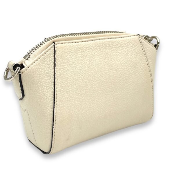 Antigona Nano White Crossbody Bag in Goat Leather, Silver hardware - Image 4