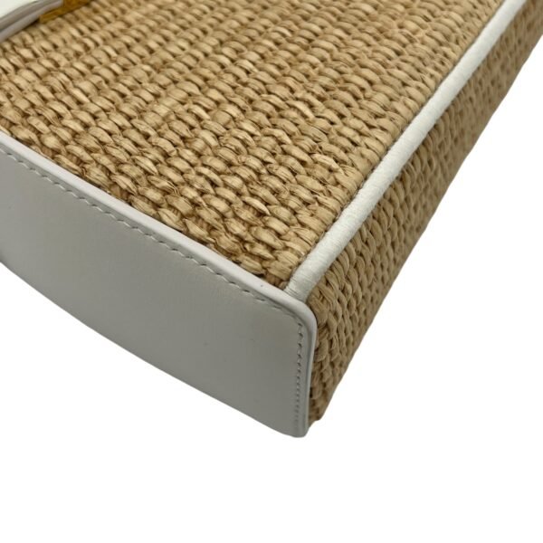 Cut Out Crossbody Bag Mini White in Raffia, Gold hardware - Image 10