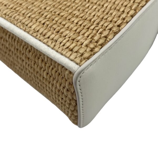 Cut Out Crossbody Bag Mini White in Raffia, Gold hardware - Image 11
