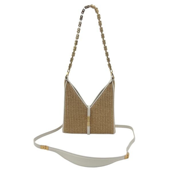 Cut Out Crossbody Bag Mini White in Raffia, Gold hardware - Image 13