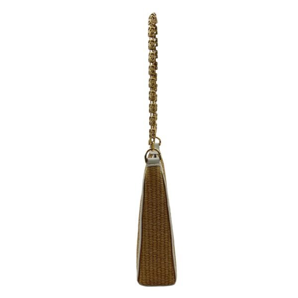 Cut Out Crossbody Bag Mini White in Raffia, Gold hardware - Image 3