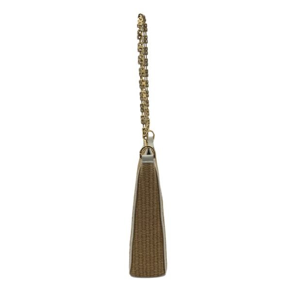 Cut Out Crossbody Bag Mini White in Raffia, Gold hardware - Image 4