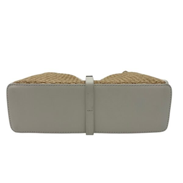 Cut Out Crossbody Bag Mini White in Raffia, Gold hardware - Image 5
