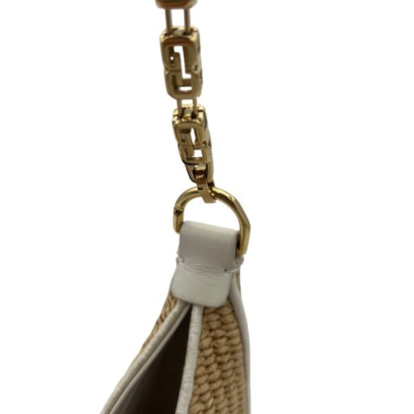 Cut Out Crossbody Bag Mini White in Raffia, Gold hardware - Image 8