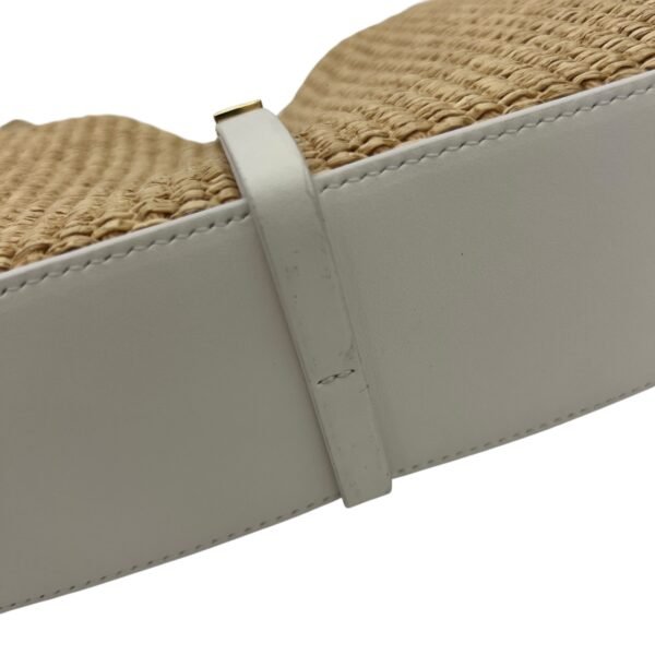 Cut Out Crossbody Bag Mini White in Raffia, Gold hardware - Image 9
