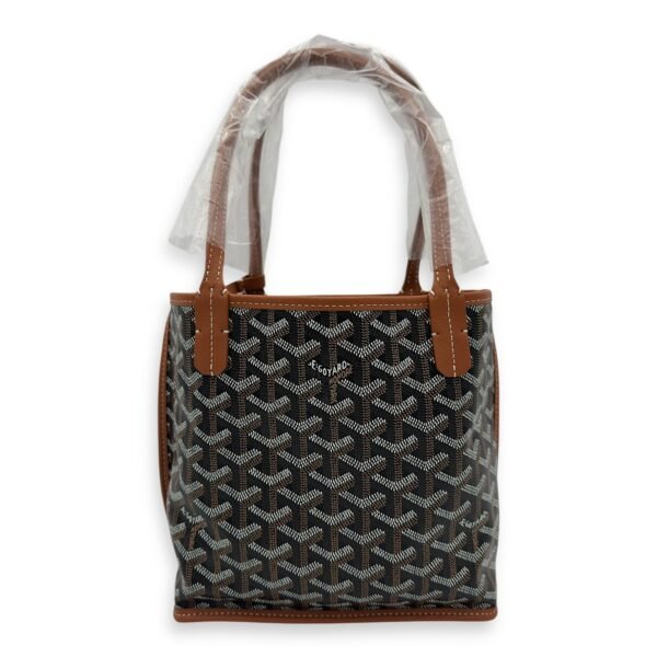 Anjou Tote Bag Brown in Coated Canvas, Silver hardware - Image 2