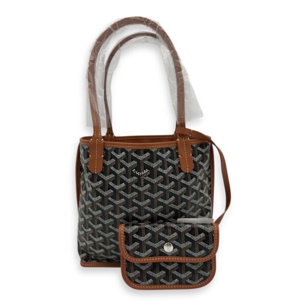 Anjou Tote Bag Brown in Coated Canvas, Silver hardware - Image 3