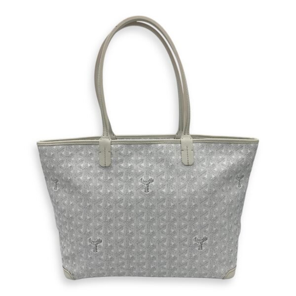 Artois Tote Bag PM White in Coated Canvas, Silver hardware