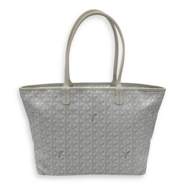 Artois Tote Bag PM White in Coated Canvas, Silver hardware - Image 20
