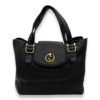 1973 Pebbled  Tote Bag Black in Calfskin, Gold