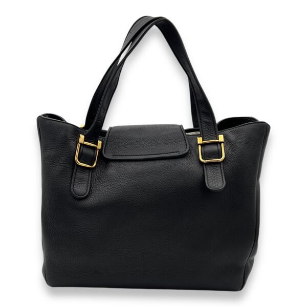 1973 Pebbled  Tote Bag Black in Calfskin, Gold - Image 2