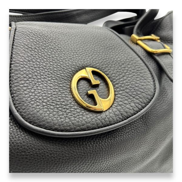 1973 Pebbled  Tote Bag Black in Calfskin, Gold - Image 6