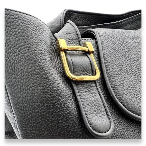 1973 Pebbled  Tote Bag Black in Calfskin, Gold - Image 7