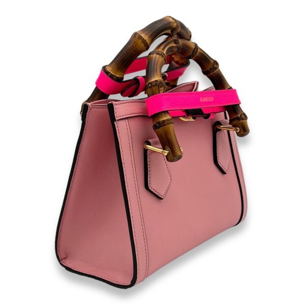 Bamboo Diana Mini Pink Top Handle Bag in Calfskin, Gold hardware - Image 2