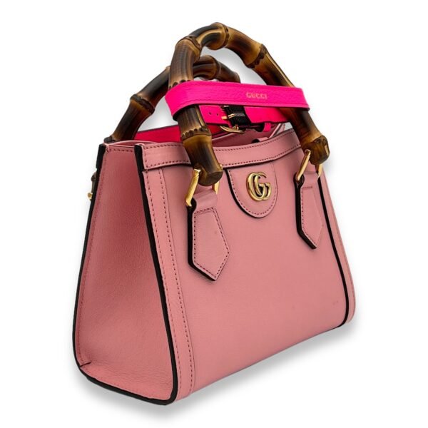 Bamboo Diana Mini Pink Top Handle Bag in Calfskin, Gold hardware - Image 4