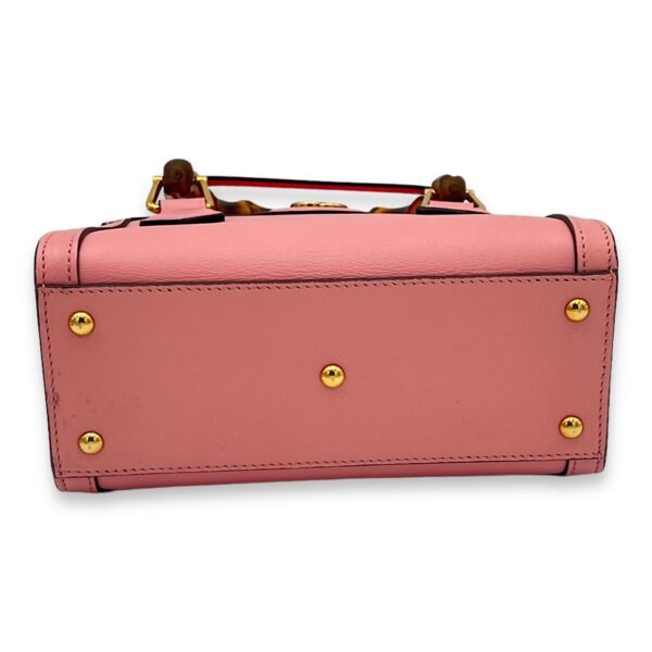 Bamboo Diana Mini Pink Top Handle Bag in Calfskin, Gold hardware - Image 5