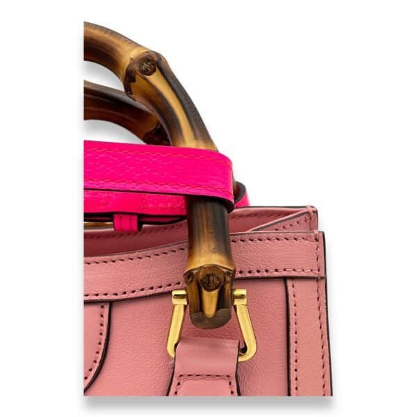 Bamboo Diana Mini Pink Top Handle Bag in Calfskin, Gold hardware - Image 6