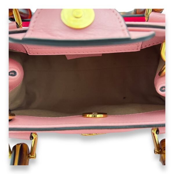 Bamboo Diana Mini Pink Top Handle Bag in Calfskin, Gold hardware - Image 8