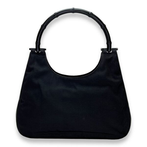 Bamboo Small Black Top Handle Bag in Canvas, Lacquered Metal hardware - Image 2