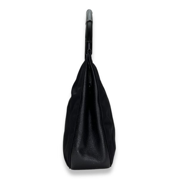 Bamboo Small Black Top Handle Bag in Canvas, Lacquered Metal hardware - Image 4