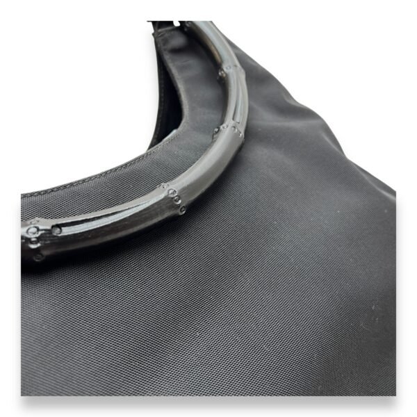 Bamboo Small Black Top Handle Bag in Canvas, Lacquered Metal hardware - Image 9