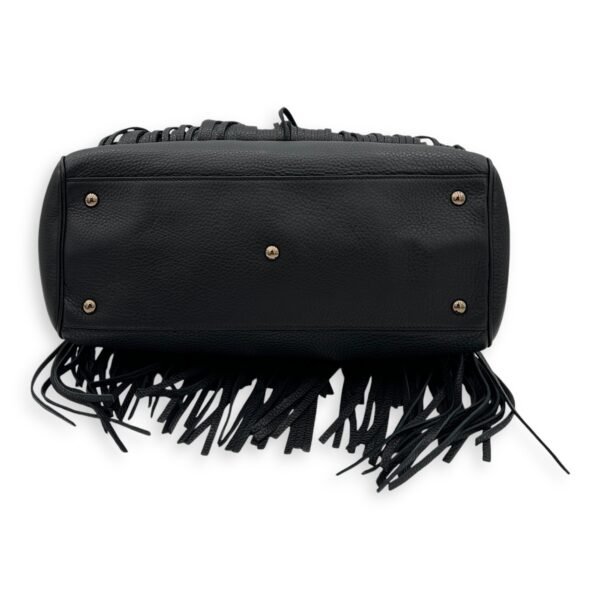Bamboo Tassel Black Top Handle Bag in Calfskin, Gunmetal hardware - Image 5