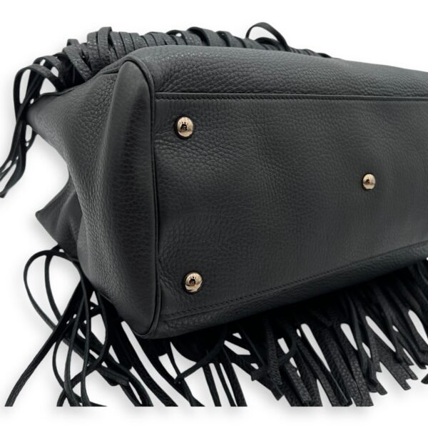 Bamboo Tassel Black Top Handle Bag in Calfskin, Gunmetal hardware - Image 8