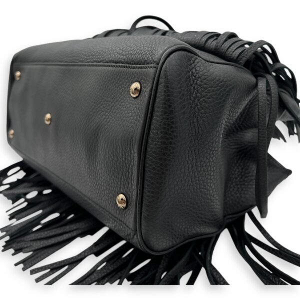 Bamboo Tassel Black Top Handle Bag in Calfskin, Gunmetal hardware - Image 9