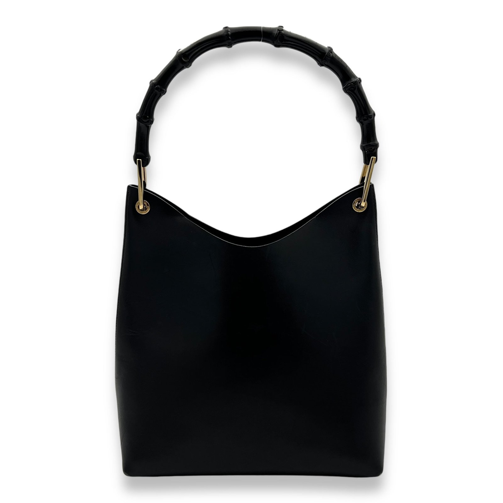 Bamboo Top Handle Bag Black in Calfskin, Gold hardware